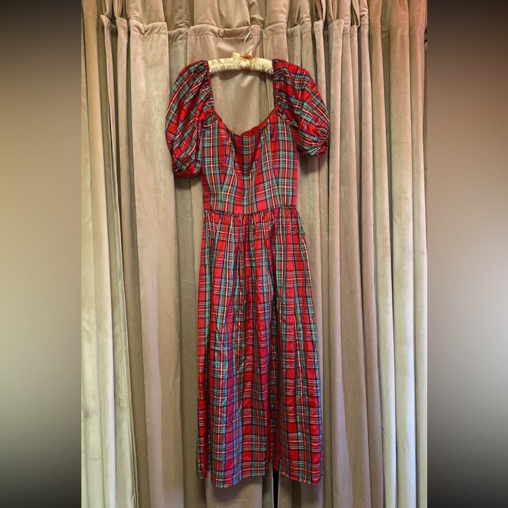 True vintage Victor Costa red plaid holiday Christmas dress - Picture 3 of 5